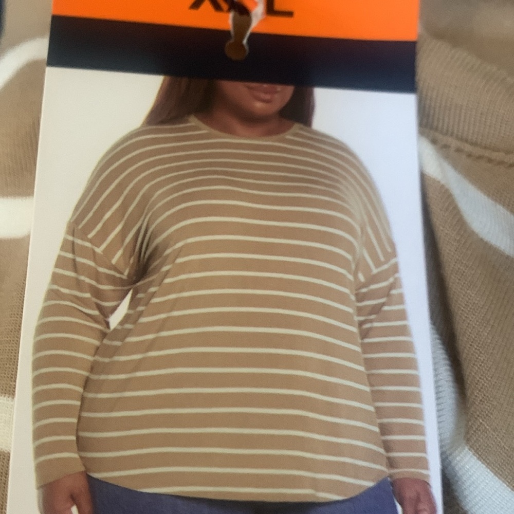 BNWT Womans GAP Tan and White Striped Top